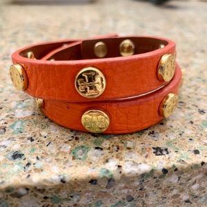 Tory Burch Orange Wraparound Logo Bracelet